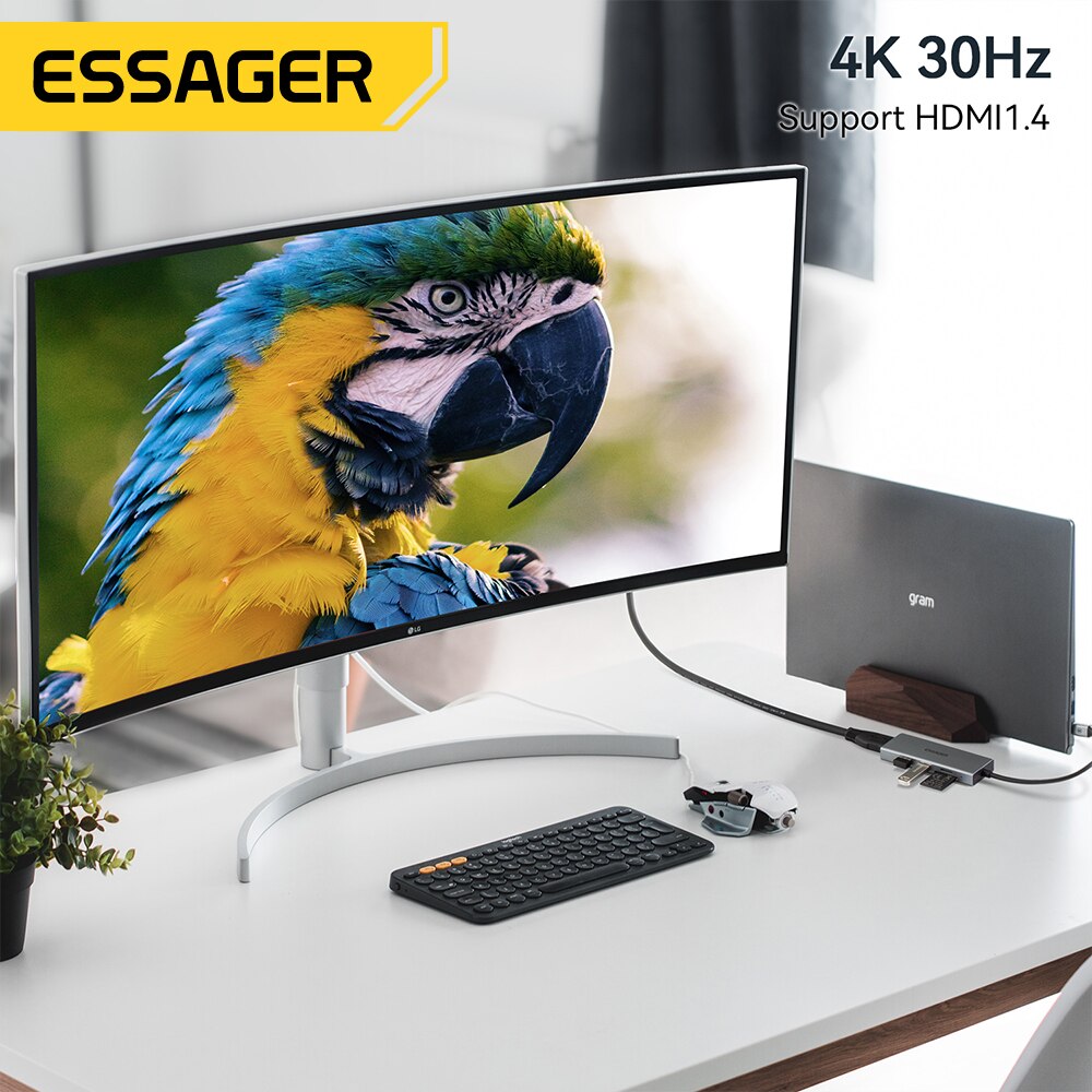 Essager 5 em 1 USB C HUB HDMI- - Home Cinema Usb avaliação e preço