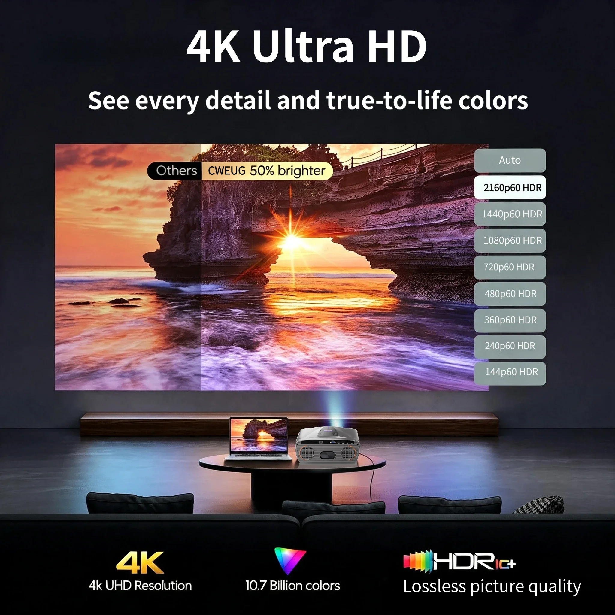Novo Projetor E9 4KUHD Smart 4 - Home Cinema Karaoke Projector avaliação e preço