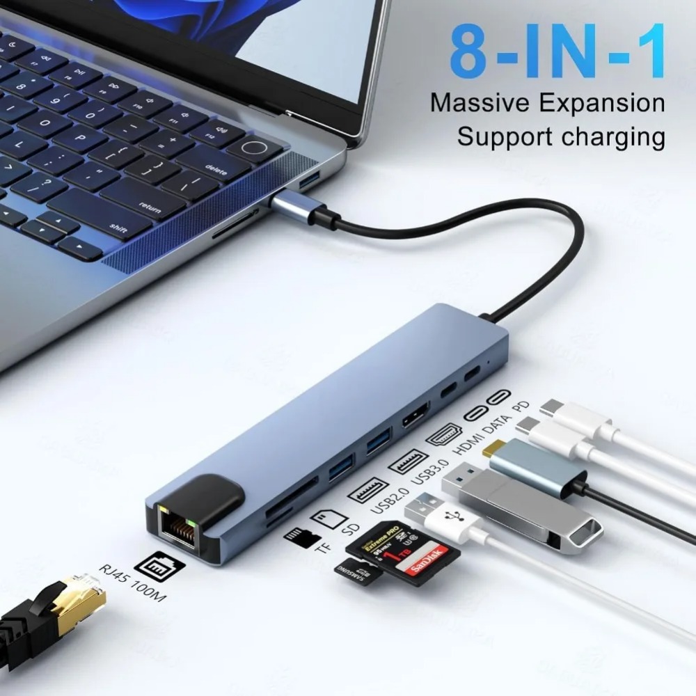 Hub USB C 8/7 em 1 Adaptador D - Home Cinema Usb avaliação e preço