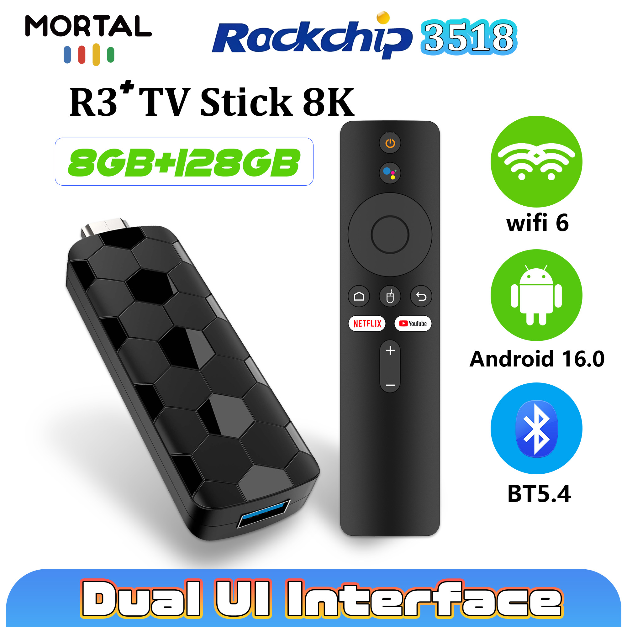 Mortal R3+ TV Stick Android 16 - Home Cinema Youtube avaliação e preço