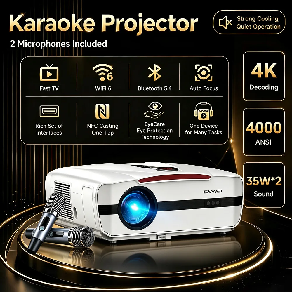 Projetor 4K 4000ANSI para Home - Home Cinema Karaoke Projector avaliação e preço