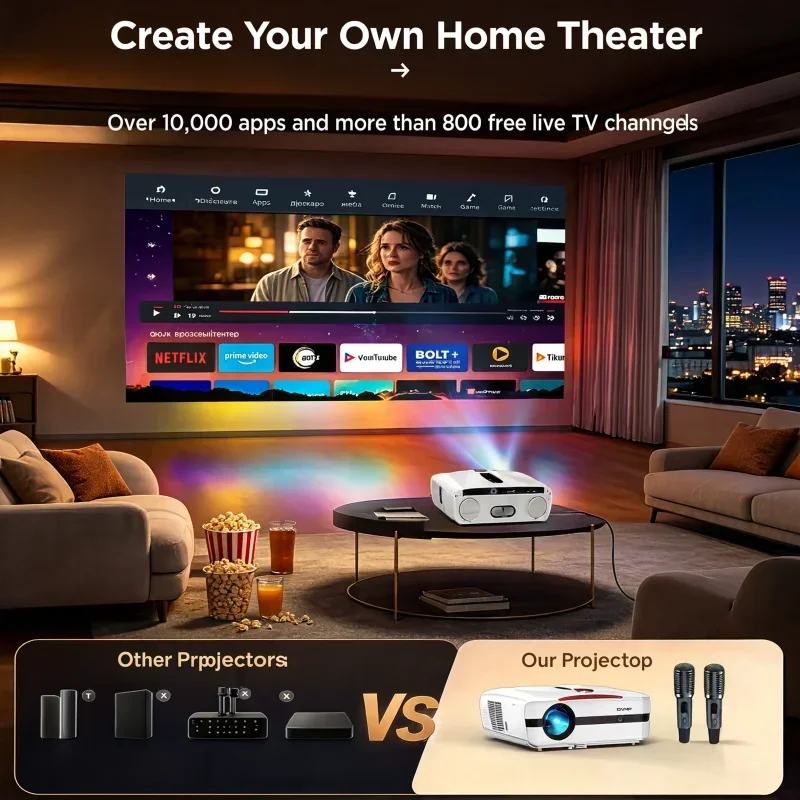 Projetor 4K 4000ANSI para Home - Home Cinema Karaoke Projector avaliação e preço