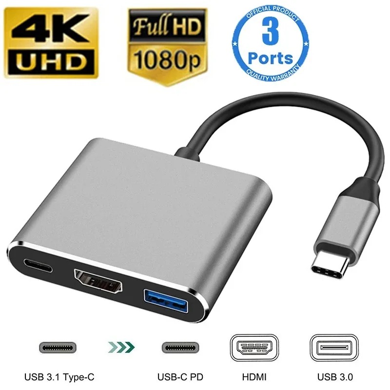 Usb c hub 3 em 1 tipo c 3.0 pa - Home Cinema Usb avaliação e preço