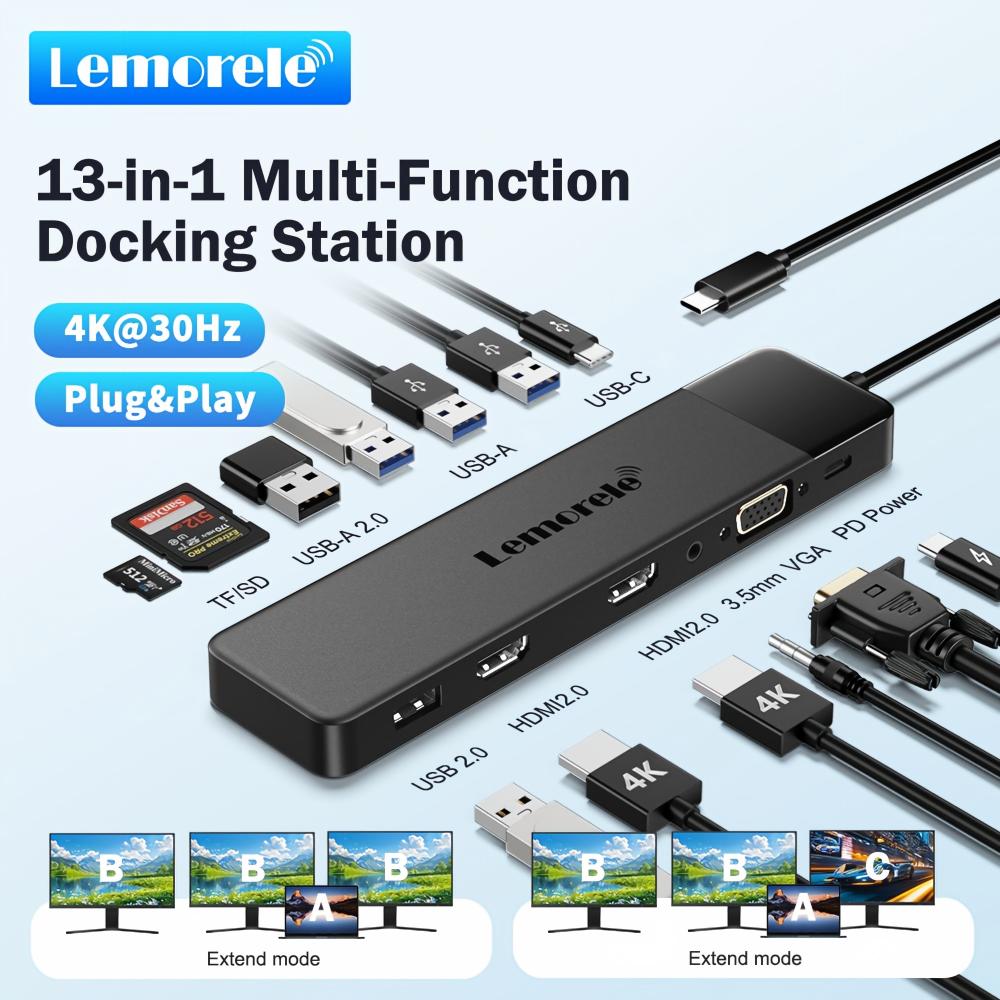 Hub USB-C 13 em 1 Lemorele com - Home Cinema Usb avaliação e preço